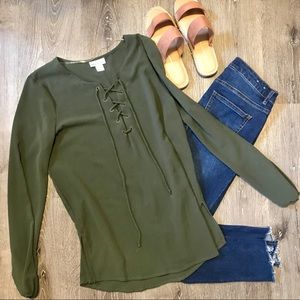 Belle Du Jour Green Long Blouse